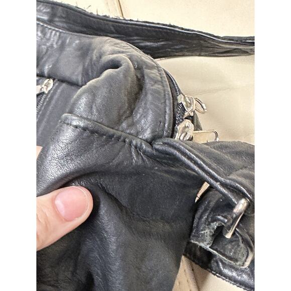 Sylvia Black Leather Vintage Healthy Sling Bag Back Bag Purse Hobo - Picture 10 of 16